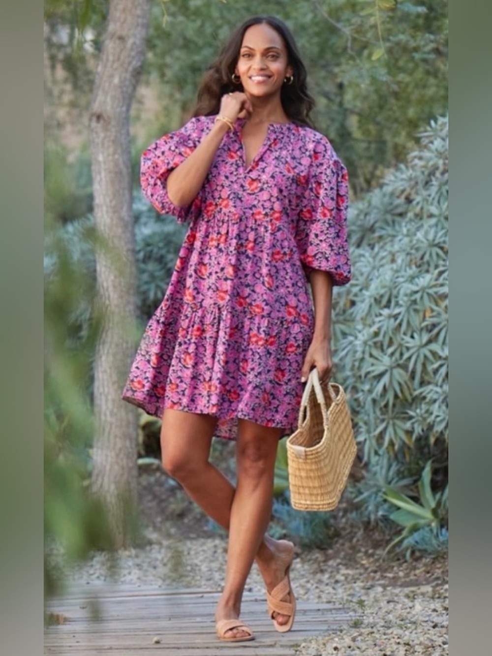 Sundry for Evereve The Anywhere Ditzy Floral Puff Sleeve Mini Dress size 0 (xs)